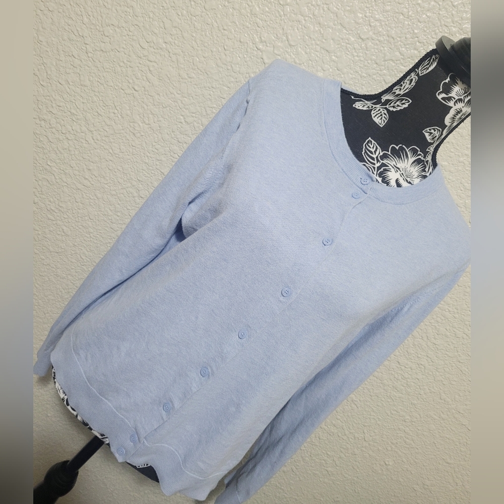 J. Crew Women's Classic Cotton Button Cardigan, XL Light Blue